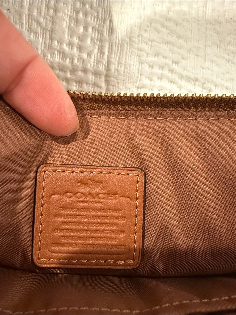 Coach Chestnut Pebbled Leather Wristlet